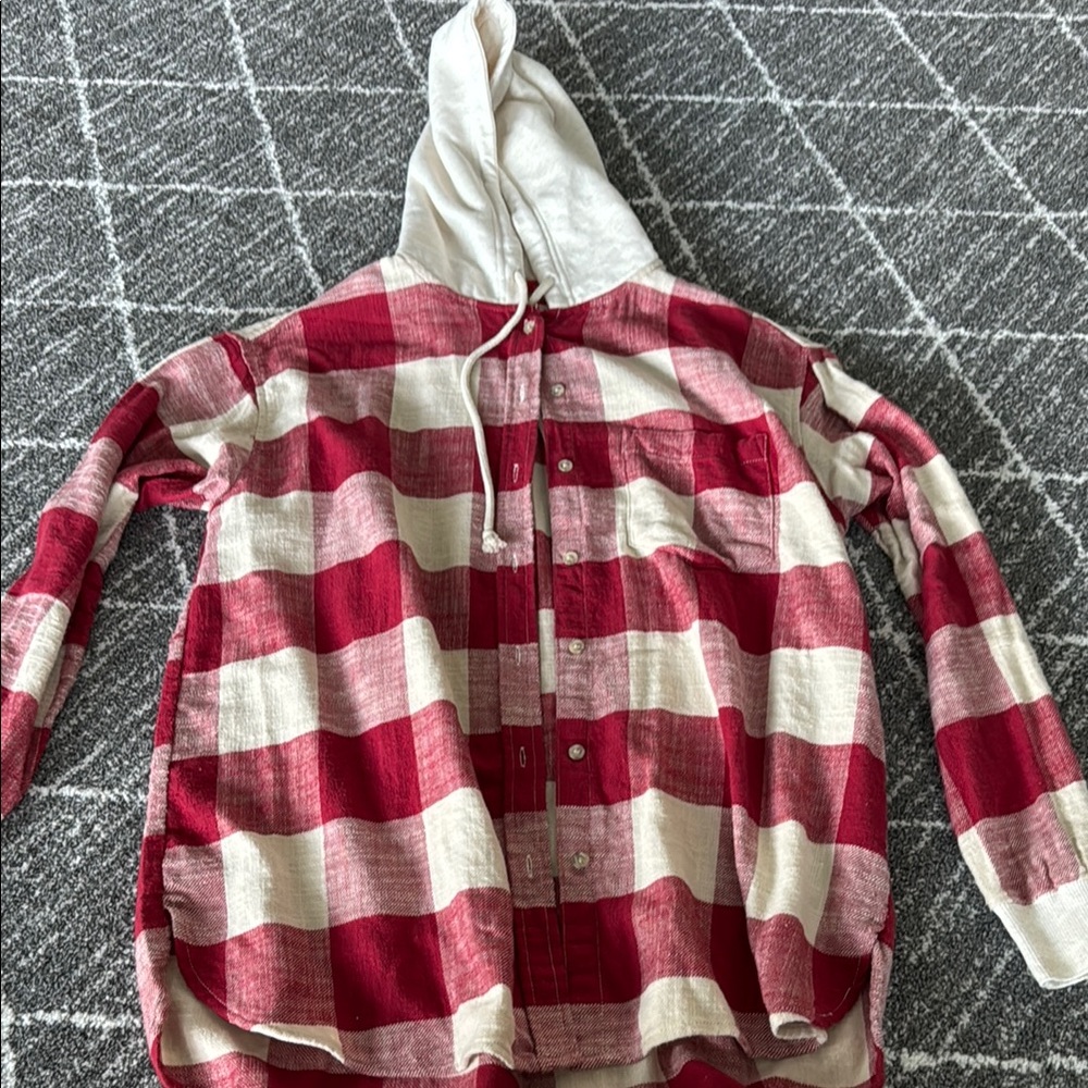 Red and White Plaid Hoodie, super soft and comfy!